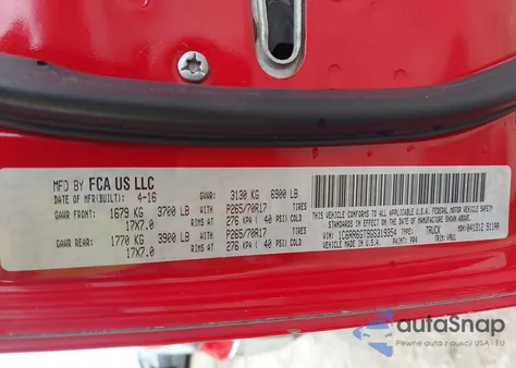 2016 Ram 1500 Slt from USA, damaged, VIN 1C6RR6GT9GS319354